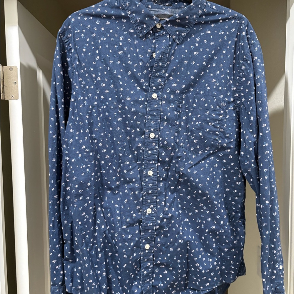 Men's Blue Floral Patterned Shirt